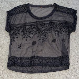 Free People Sheer Embroidered Top